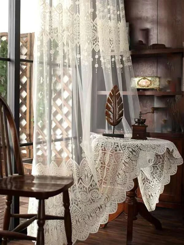 ผ้าม่าน ผ้าโปร่ง ลูกไม้ ตกแต่ง  ผ125