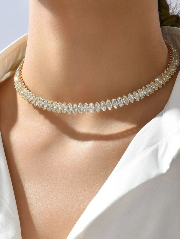 โชคเกอร์ เพชรคิวบิกเซอร์โคเนีย ตกแต่ง  kk-254