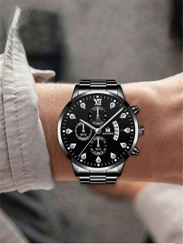 ผู้ชาย นาฬิกาข้อมือผู้ชาย ระบบควอตซ์ มีวันที่ระบุ หน้าปัดสามเรือน  น-59