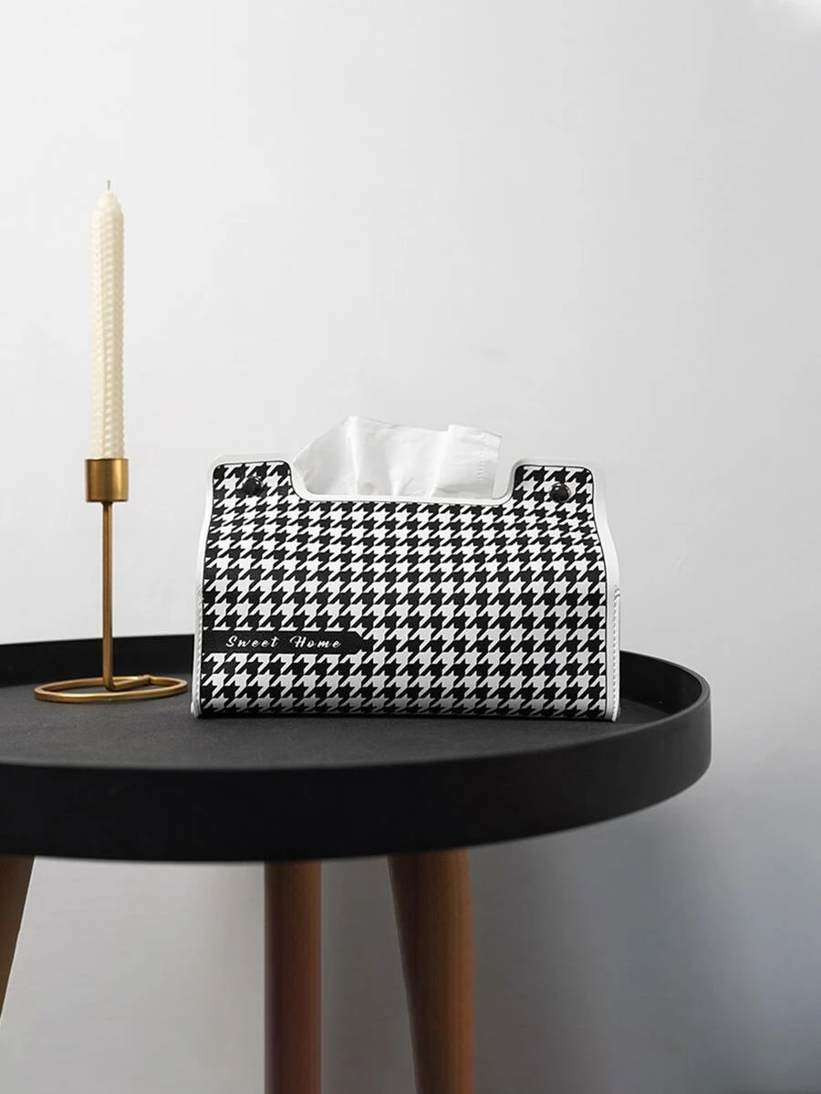 กระเป๋า PVC เนื้อเยื่อ จัดเก็บ ลาย ฮาวด์สทูธ เนื้อเยื่อ สำหรับ บ้าน 1 ชิ้น  nn-143