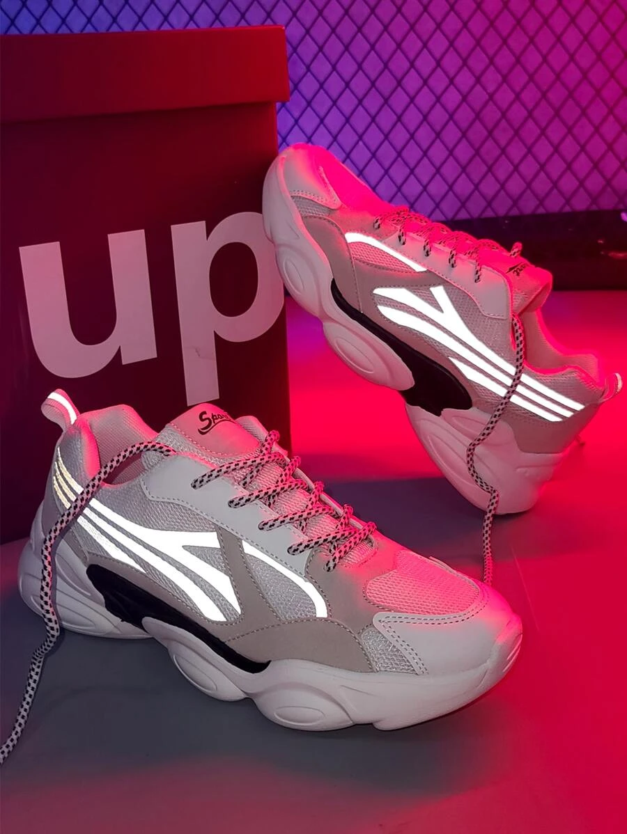 ผู้ชาย รองเท้าผ้าใบทรง Chunky สะท้อนแสง ดีเทล m-50 z.39-46