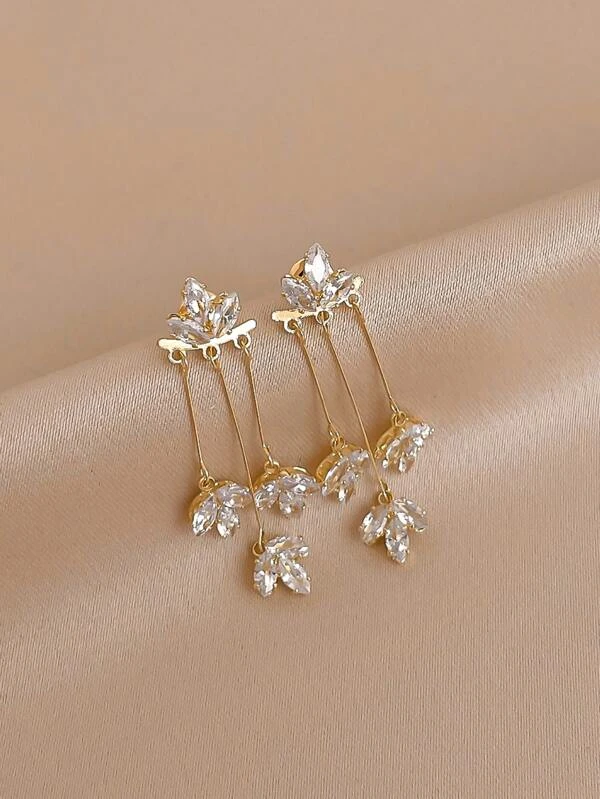 แจ็กเก็ตต่างหู ตกแต่ง เพชรคิวบิกเซอร์โคเนีย & พู่ e-35