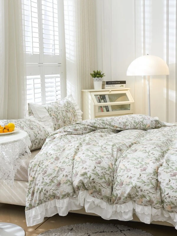 ชุดปลอกผ้านวม ไม่มีฟิลเลอร์ พิมพ์ลาย ดอกไม้ t-17