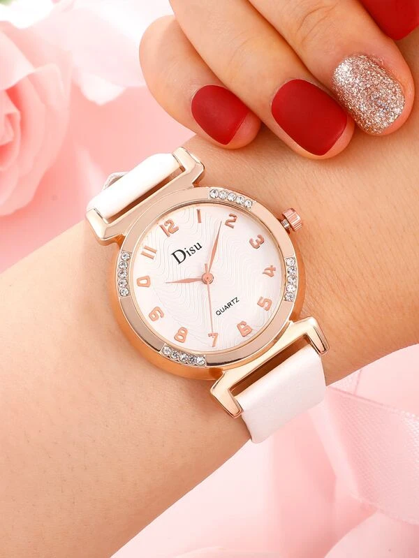 นาฬิกาควอตซ์ ตกแต่ง พลอยเทียม  น-65