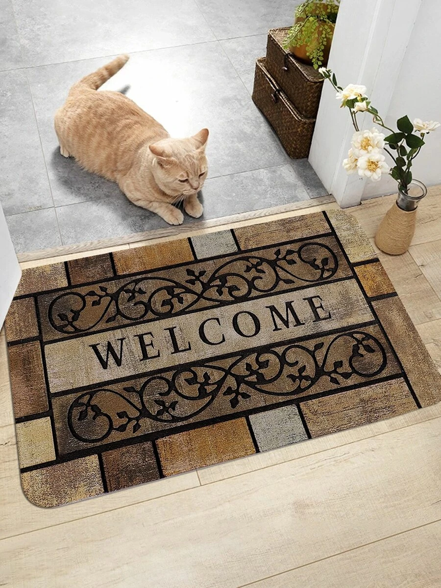 พรมหน้าประตู กราฟฟิค ตัวอักษร กันลื่น 1 ชิ้น  jj-42