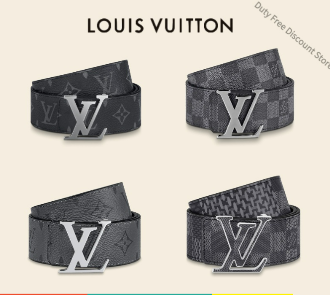(ข#008) LouisVuitton （LV INITIALES 40）กลับด้านได้, คลาสสิกพิมพ์สี, หัวเข็มขัด, เข็มขัดผู้ชาย