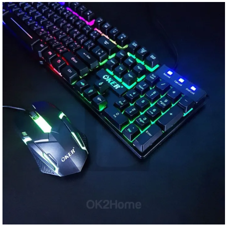 PD13-ส่งเร็ว ของแท้100 oker ชุด คีย์บอร์ด + เม้าส์ รุ่นKB-6120คีบอร์ด มีไฟทะลุตัวอักษร (สีดำ.สีขาว)
