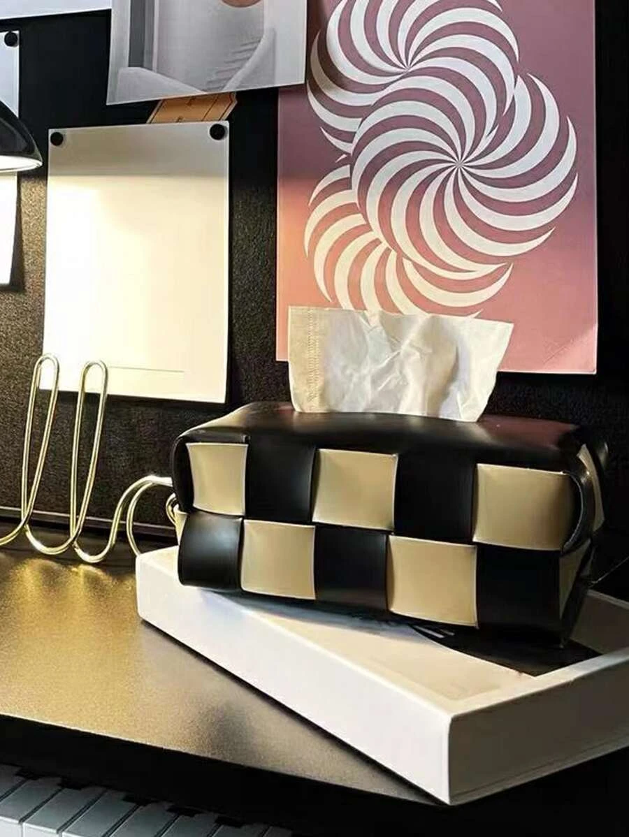 กระเป๋าใส่ทิชชู่ 1 ชิ้น หนัง PU ลายแพลต ทิชชู่ สำหรับ ใช้ในบ้าน และ รถยนต์  nn-121