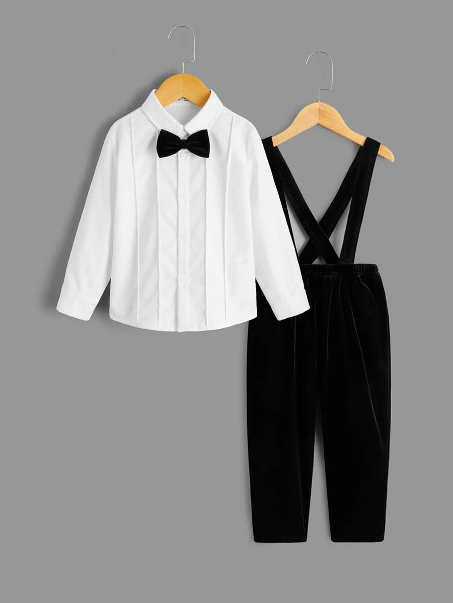 เด็กผู้ชาย เสื้อเชิ้ต โบว์หน้า & ชุดเอี๊ยม b-12