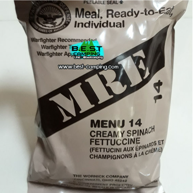 FD42-Menu14,Creamy Spinach Fettuccine,อาหารเดินป๋า,อาหารทหาร,อาหารฉุกเฉิน