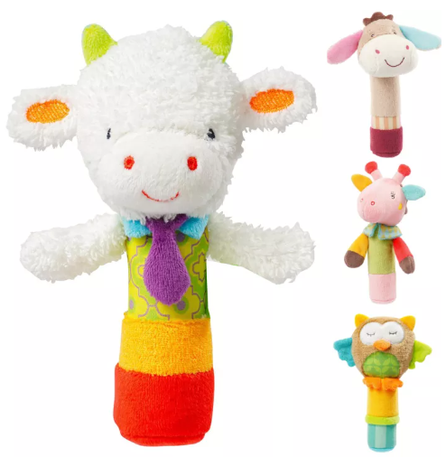 GO32-กระดิ่ง ตุ๊กตา มือจับ รูปสัตว์ ของเล่นเด็กอ่อน เสริมพัฒนาการ บีบมีเสียง วัสดุปลอดภัยต่อเด็ก