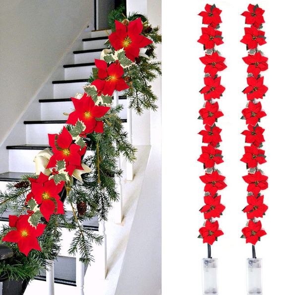 TH11-[Merry Christmas Products] สายไฟหิ่งห้อย Led 10 ดวง ลายดอกไม้ 2 เมตร สําหรับตกแต่งต้นคริสต์มาส บ้าน ปาร์ตี้