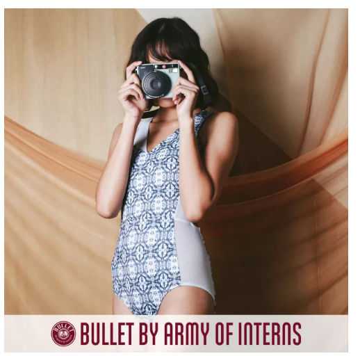 S44 BULLET BY ARMY OF INTERNS Bloom one-piece swimsuit / blue mesh+print