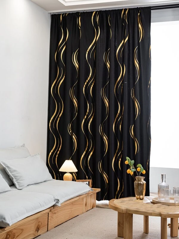 ผ้าม่านเดี่ยว เมทัลลิค ลาย คลื่น  044