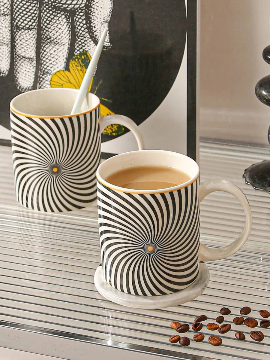 แก้วมัค 1 ชิ้น ลายหมุนเกลียว แต่งแถบ oo-122