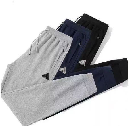 FJ78-[ผ้าฝ้าย 100%] บวกกำมะหยี่หนาผ้าฝ้ายแท้กางเกงกีฬาลำลองผู้ชายเท้าหลวมกางเกงยามขนาดใหญ่